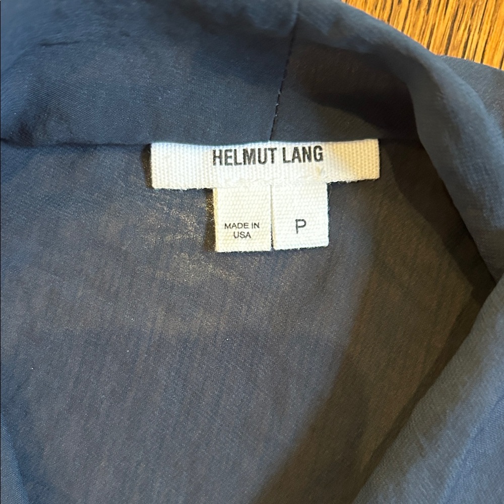 Helmut Lang Silk Translucent Navy Sleeveless, Asy… - image 2